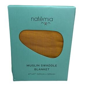 Natemia Bamboo Muslin Swaddle Blanket Harvest Gold 47" x 47" New